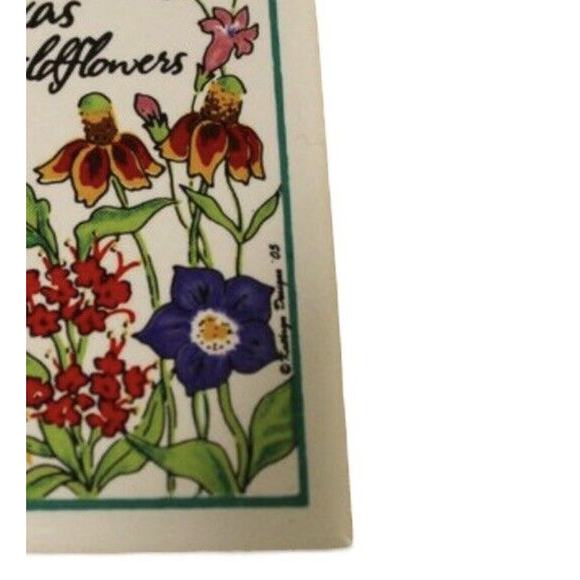 Notes Holder Ceramic Tile Florals Texas Wildflowers Messages Papers Souvenir - Picture 5 of 5